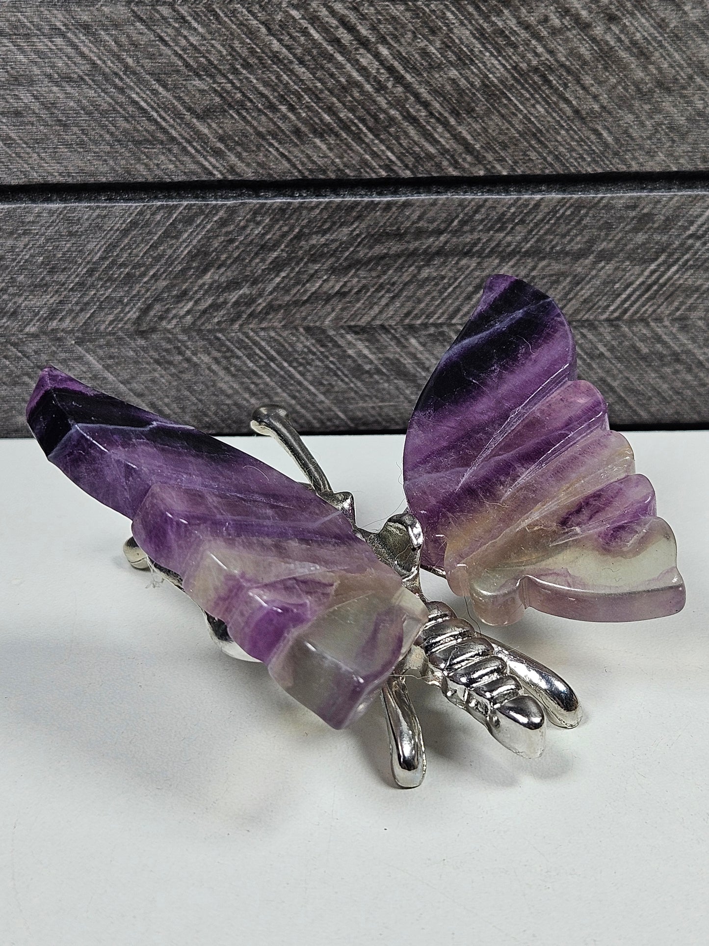 Fluoriet vlinder zilver lijfje nr1