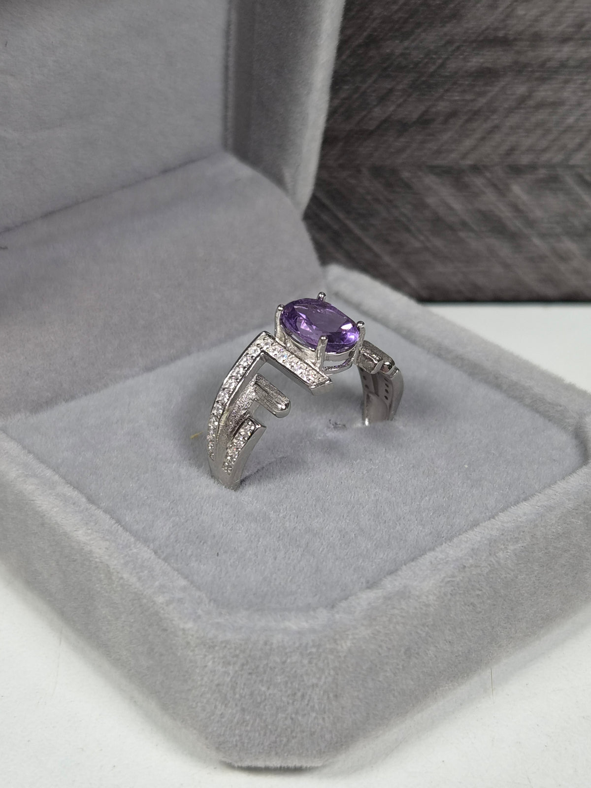 Amethist s925 (zilver) verstelbare ring nr83