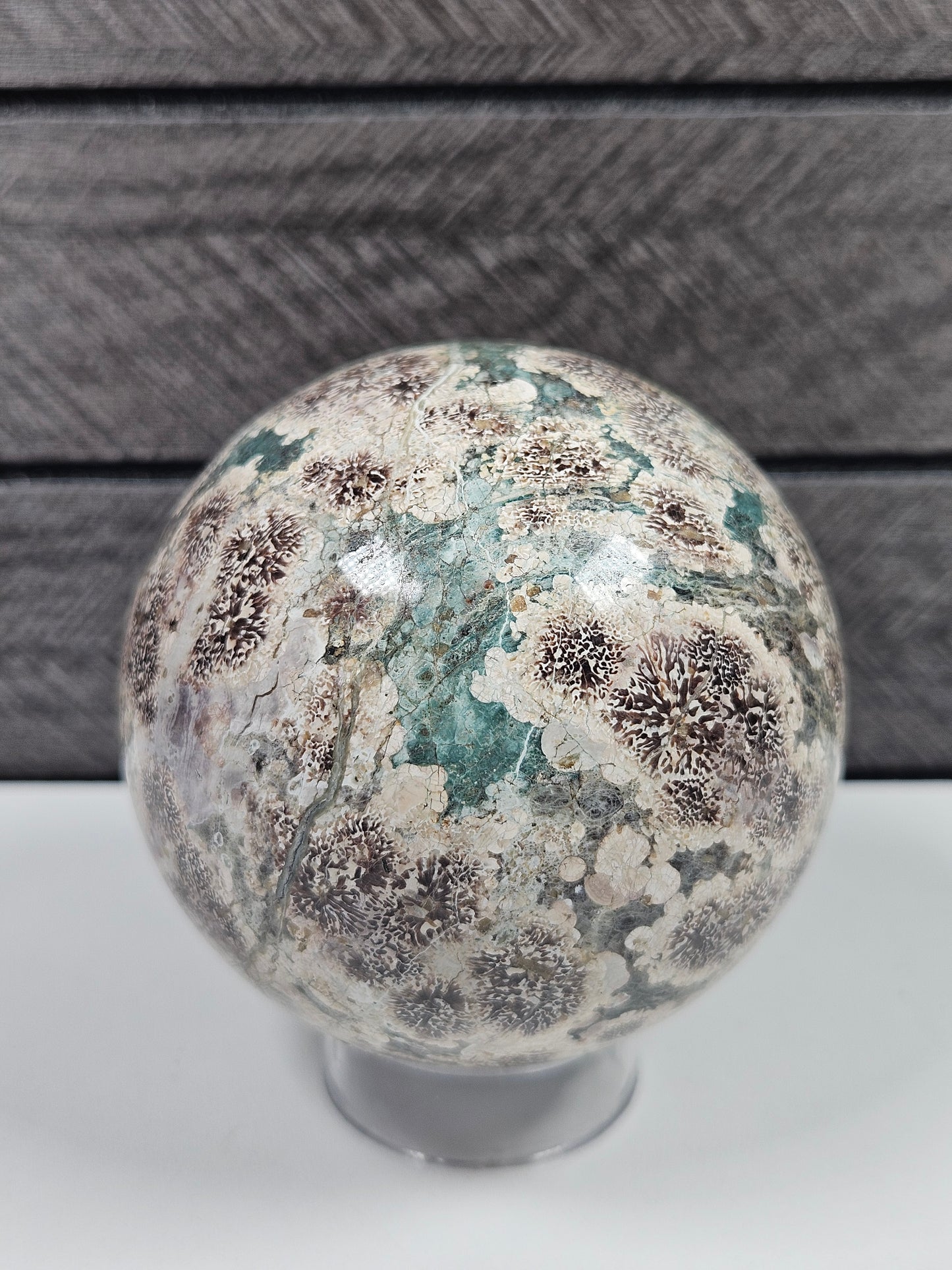 Groene bloem Jaspis bol 380 gram
