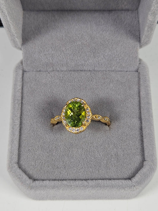 Diopsiet s925(verguld) verstelbare ring nr5
