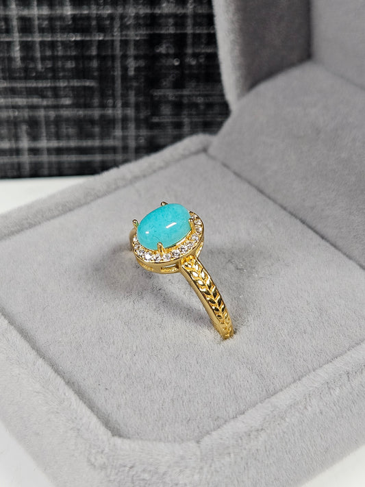 Amazoniet s925(verguld) verstelbare ring nr19