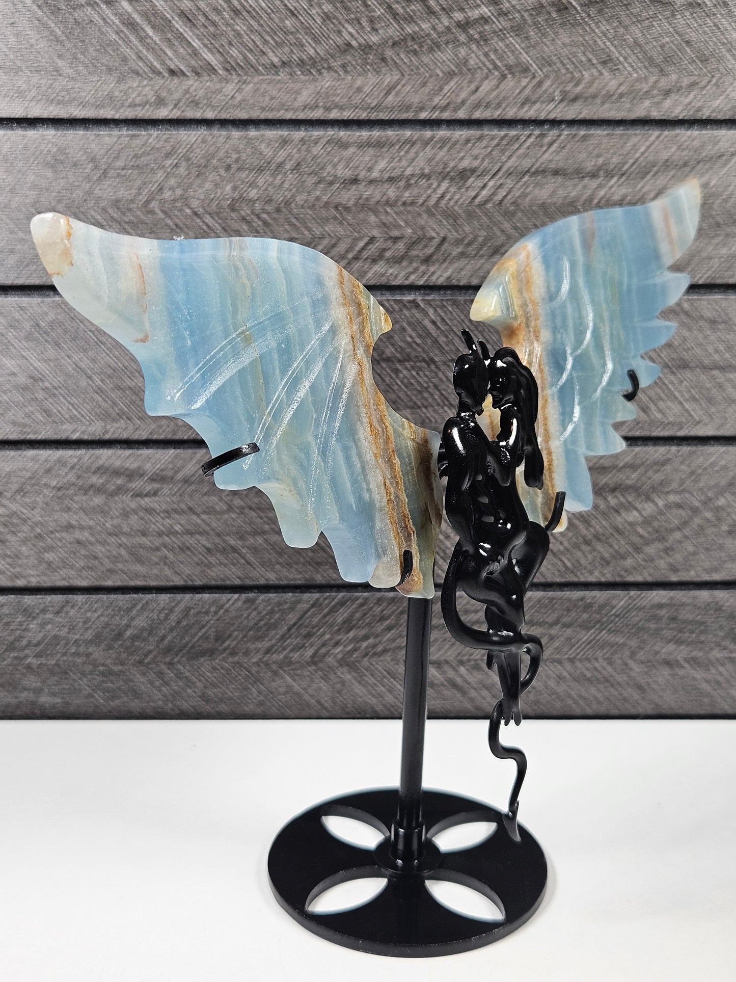 Blauwe Onyx duivel/engel koppel T28