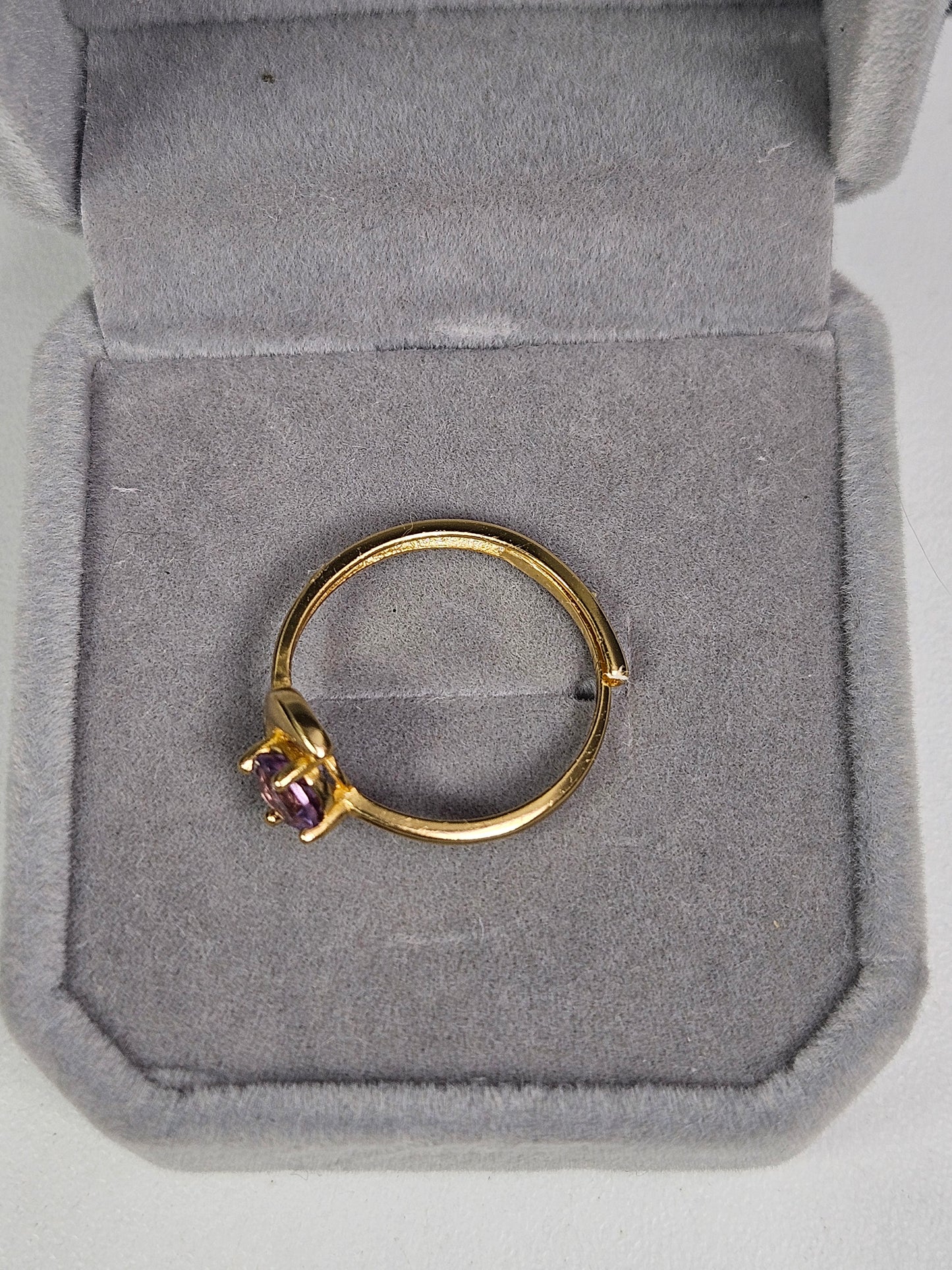 Amethist s925(verguld) verstelbare ring nr23