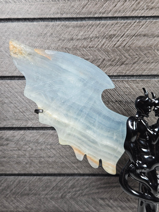 Blauwe Onyx duivel/engel koppel D64