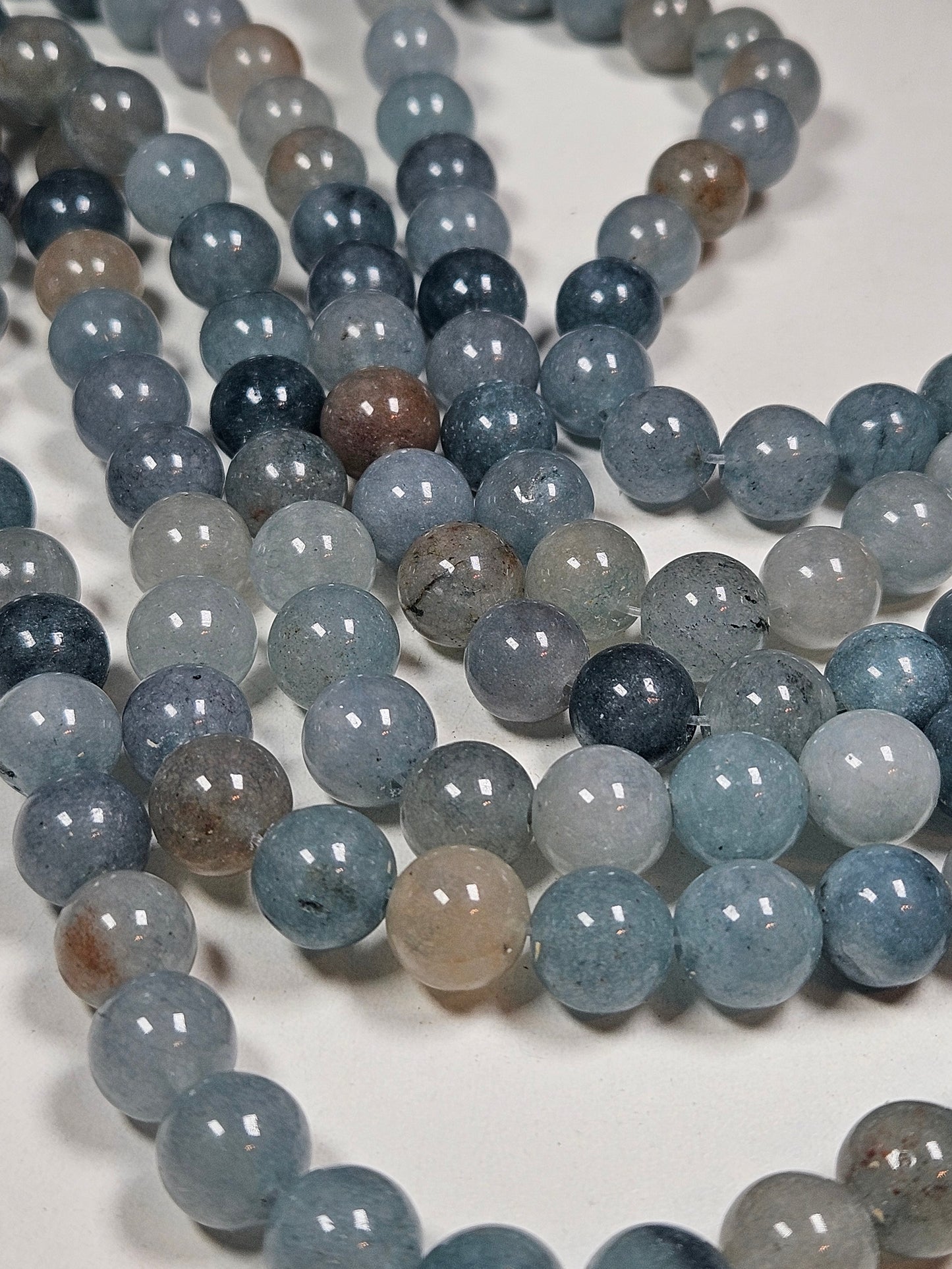 Blauwe Chalcedoon kralenstreng 10mm