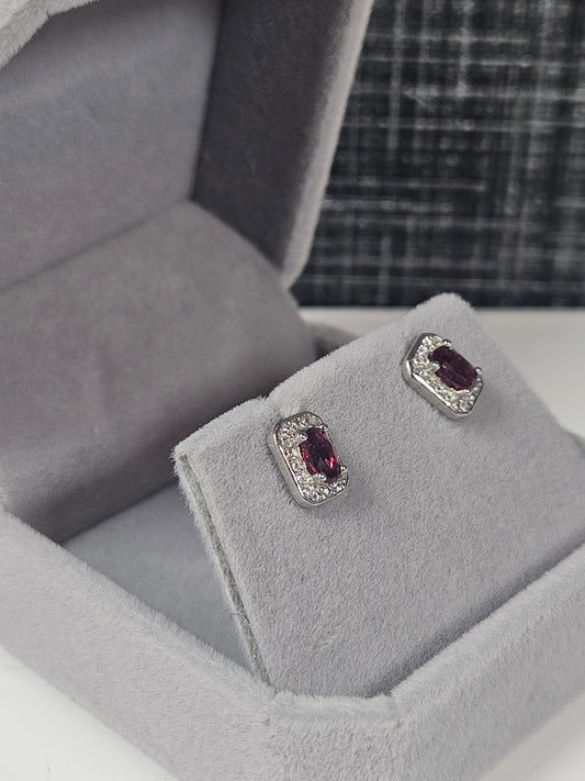 Granaat s925 (zilver) oorbellen nr31