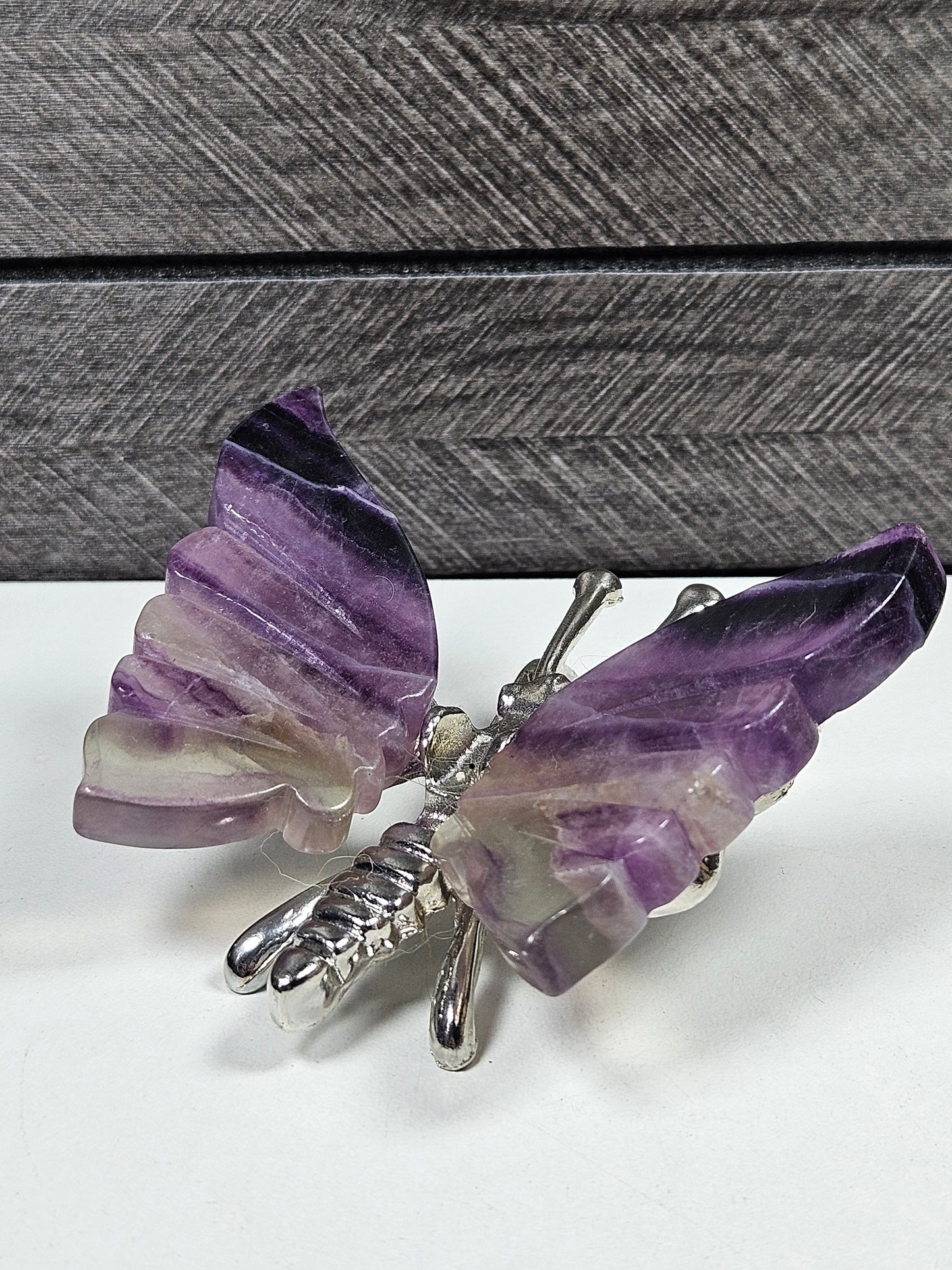 Fluoriet vlinder zilver lijfje nr1