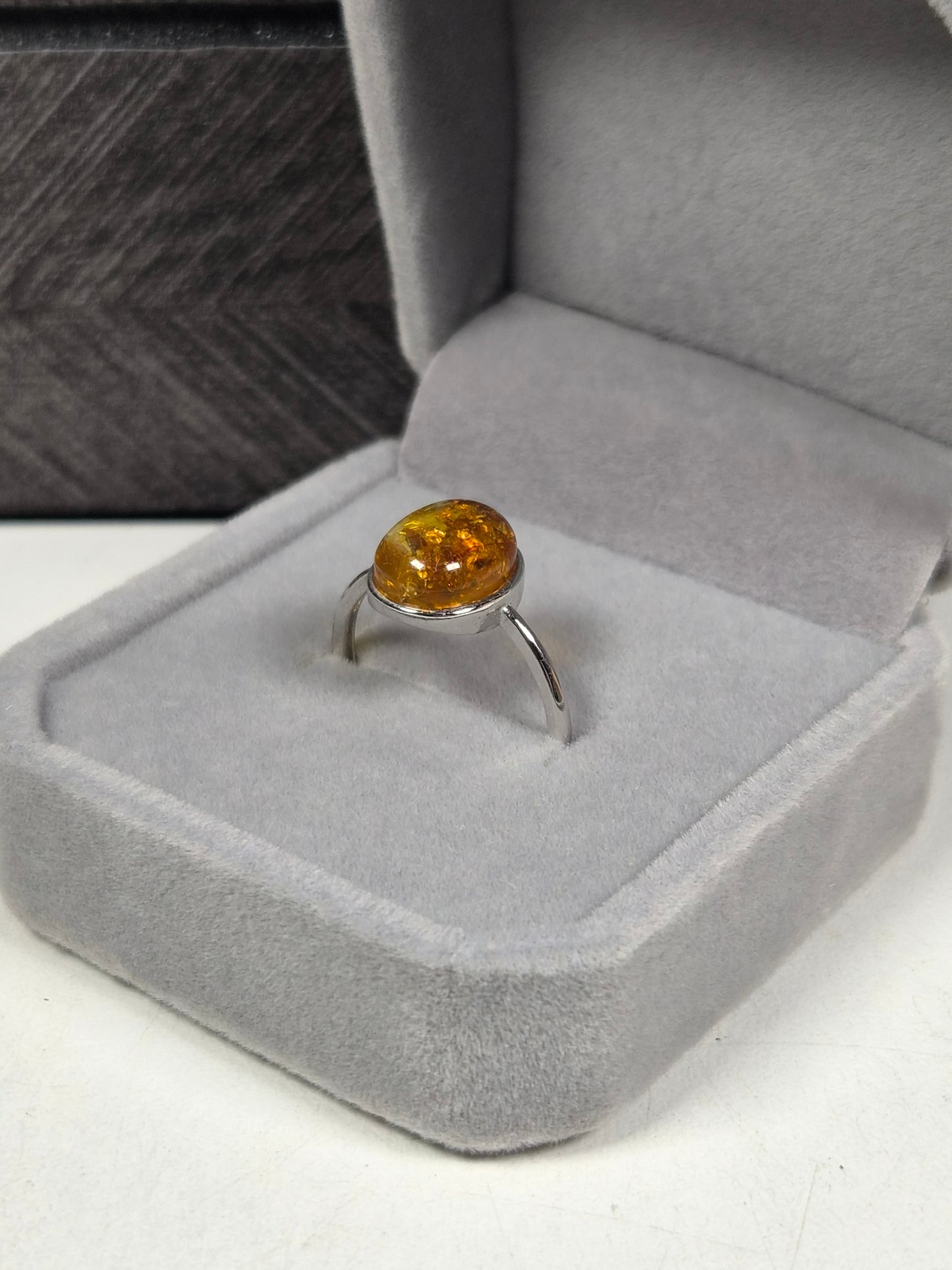 Amber s925 (zilver) verstelbare ring nr39