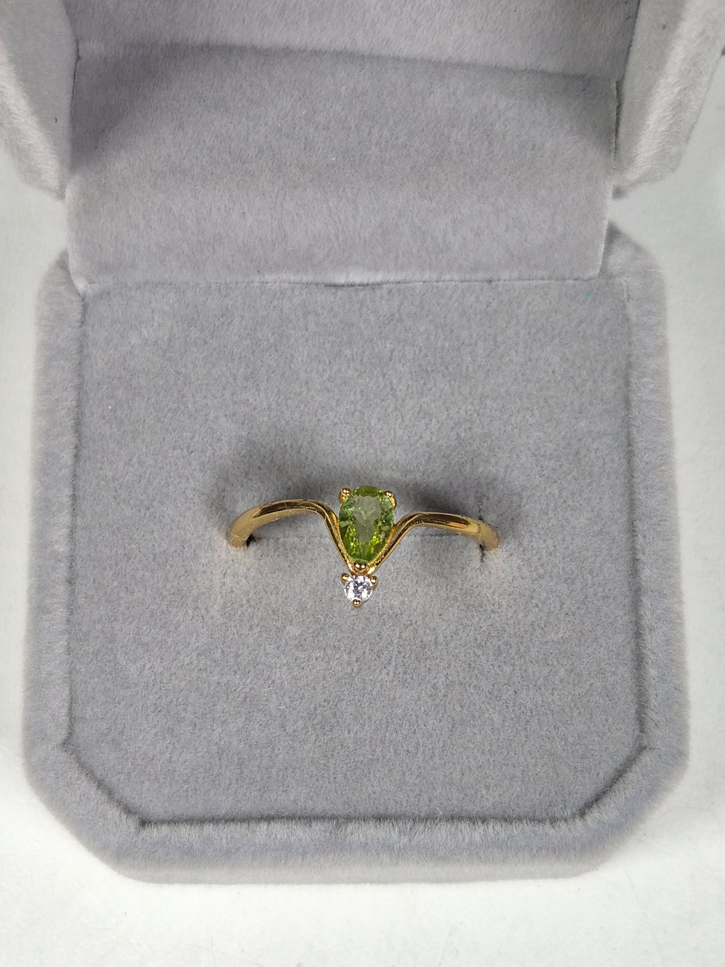 Peridoot s925 (verguld) verstelbare ring nr60