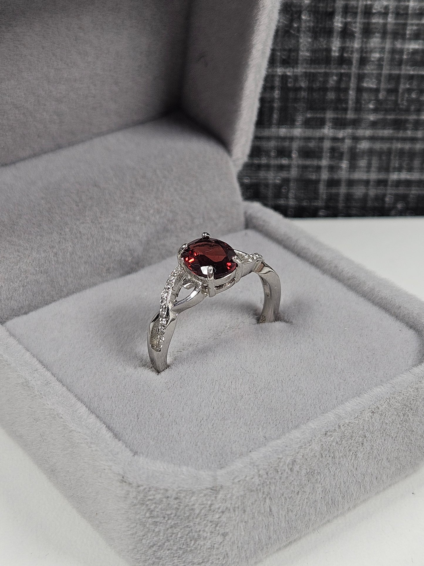 Granaat s925 (zilver) verstelbare ring nr58