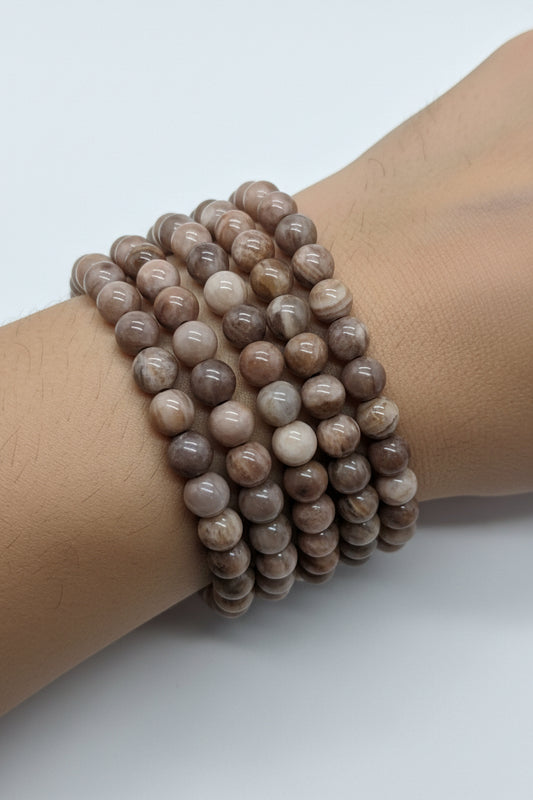 Maansteen/Zonnesteen mix armband 6mm