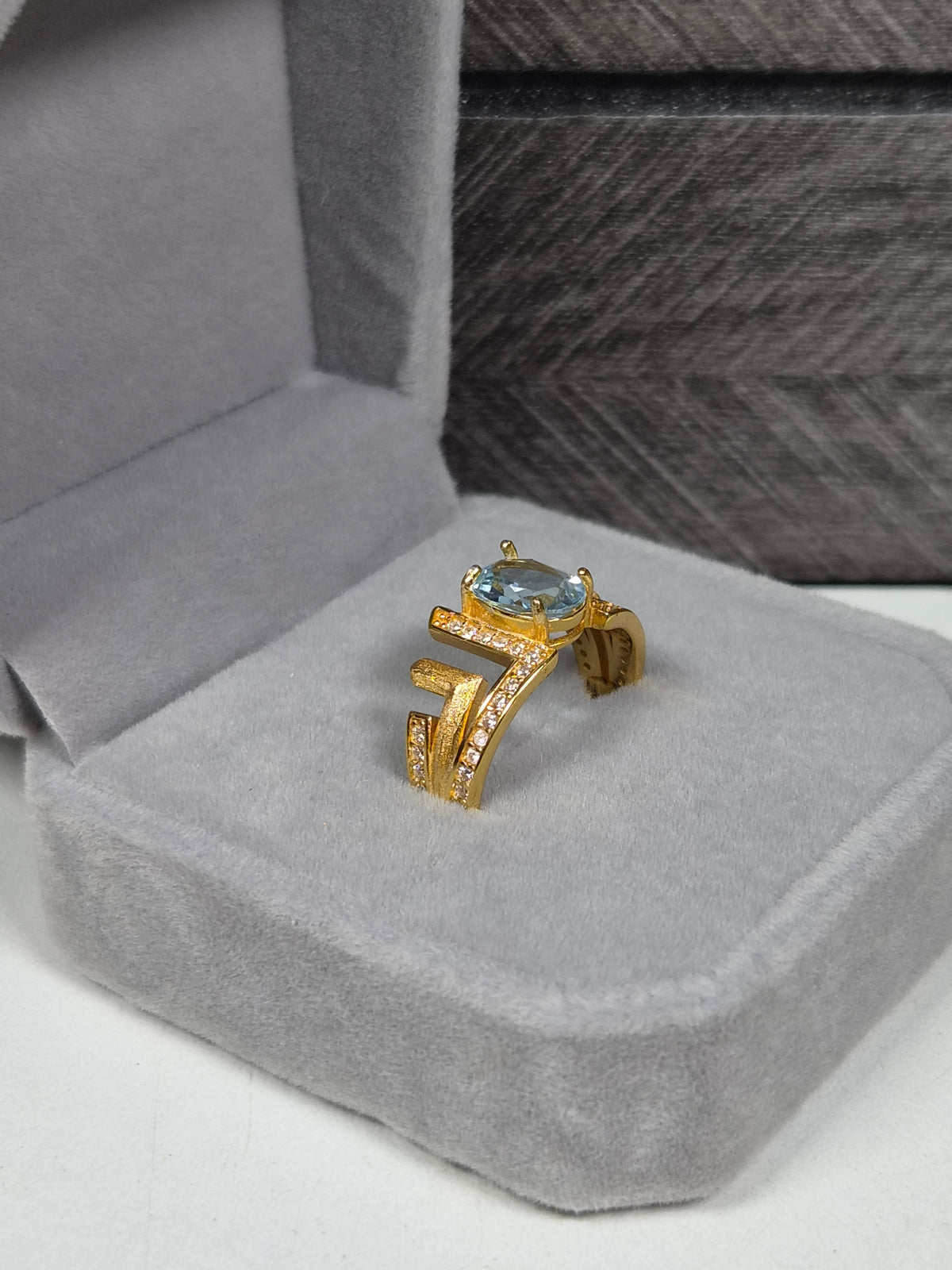 Topaas s925 (verguld) verstelbare ring nr81