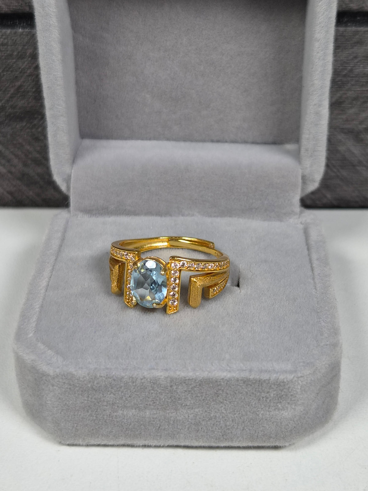 Topaas s925 (verguld) verstelbare ring nr81
