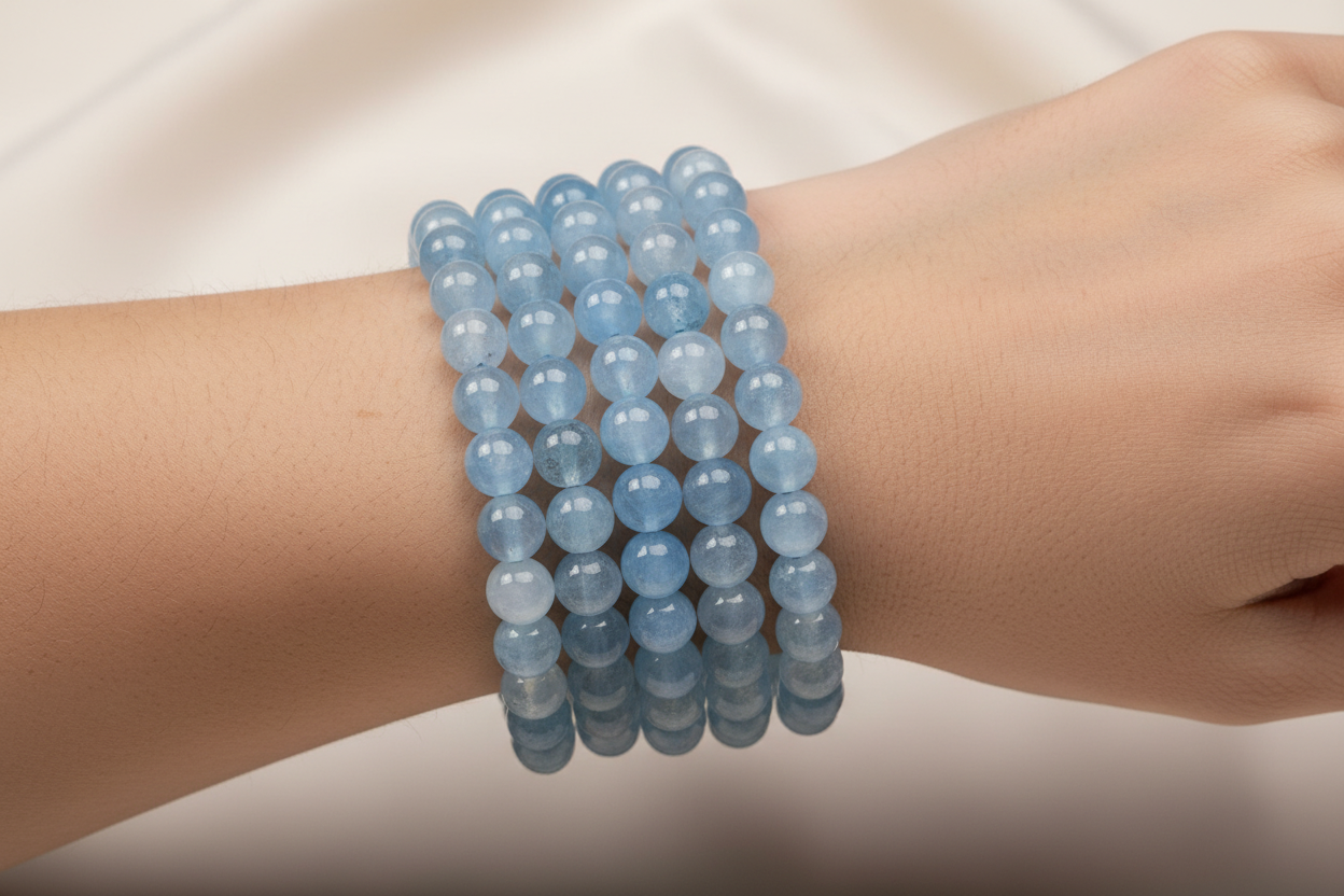 Aquamarijn armband 8mm