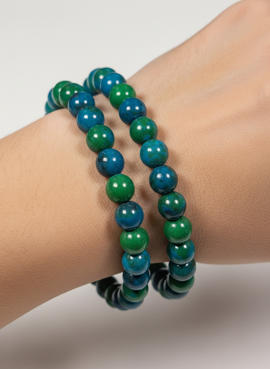 Chrysocolla/Malachiet armband 8mm