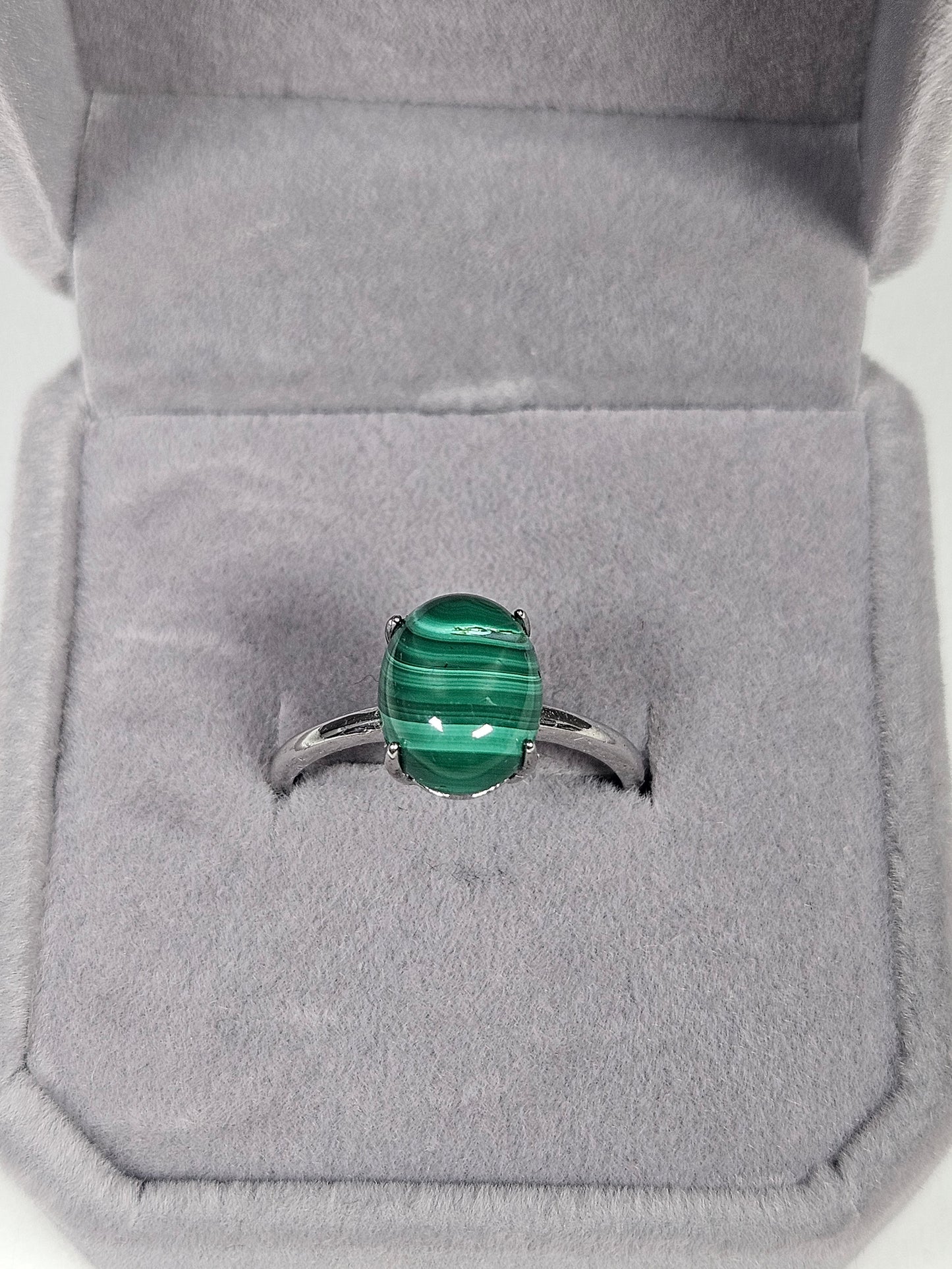 Malachiet s925 (zilver) verstelbare ring nr45