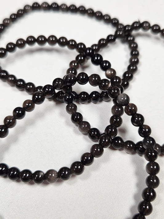 Zilver obsidiaan armband 4mm