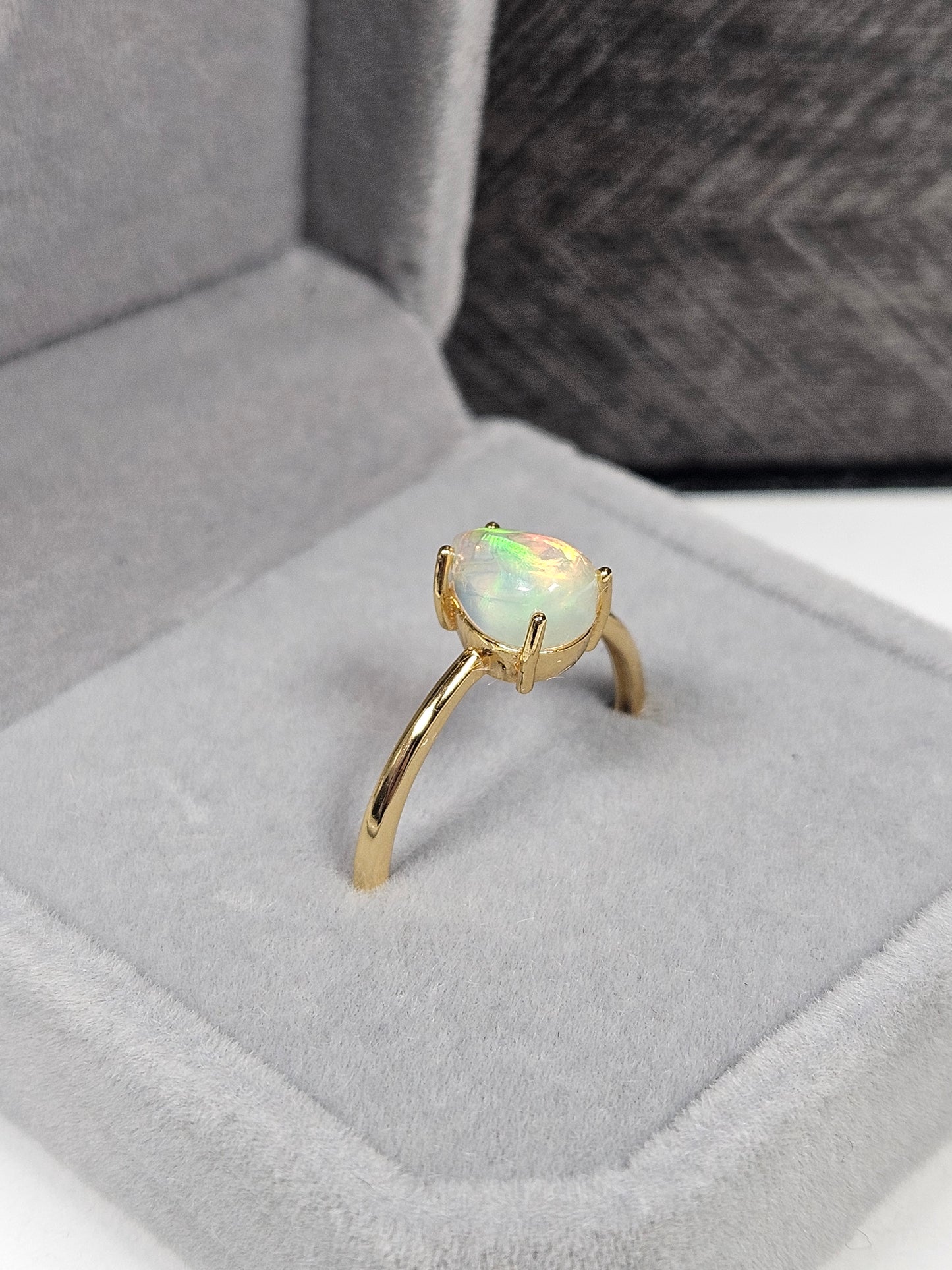 Opaal s925 (verguld) verstelbare ring nr9