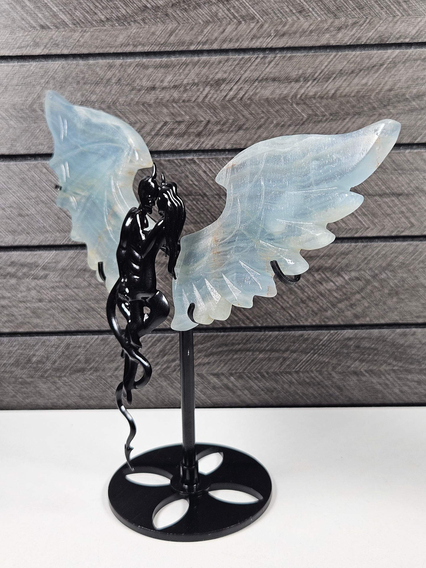 Blauwe Onyx duivel/engel koppel T31