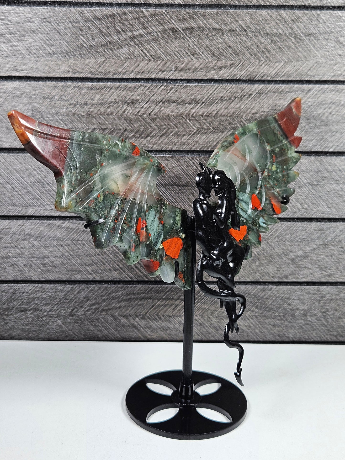 Afrikaanse bloedsteen duivel/engel koppel W20