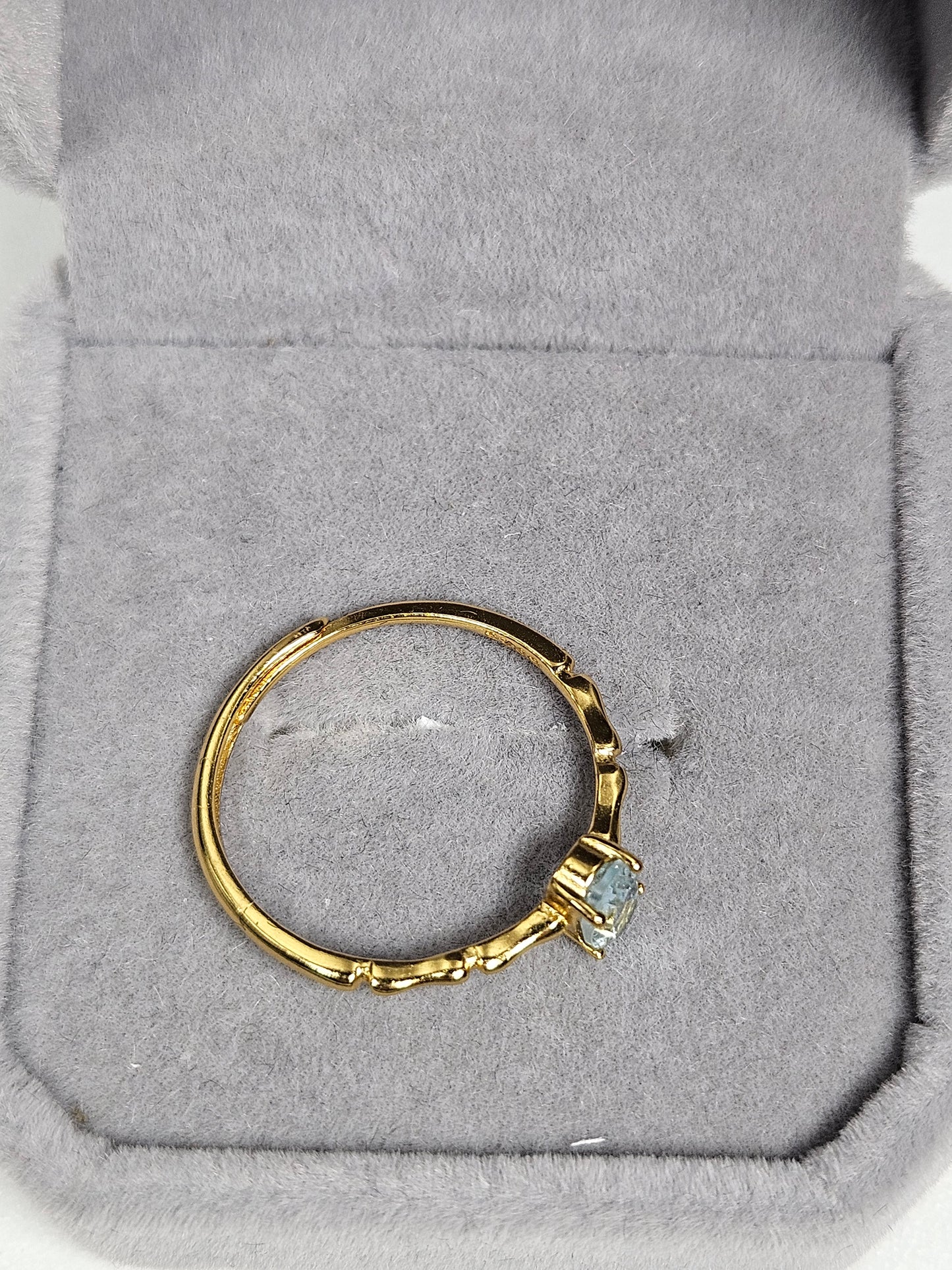 Aquamarijn s925(verguld) verstelbare ring nr24