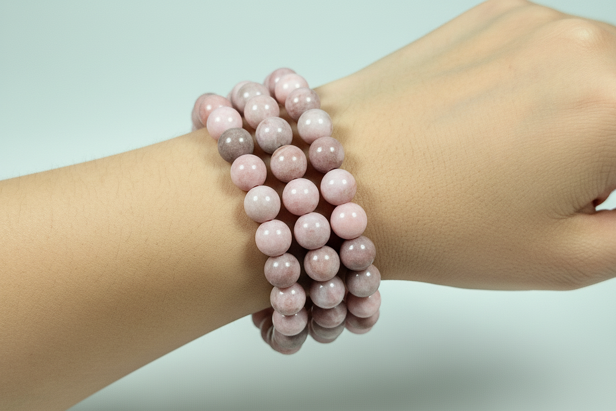 Roze zebra jaspis armband 8mm