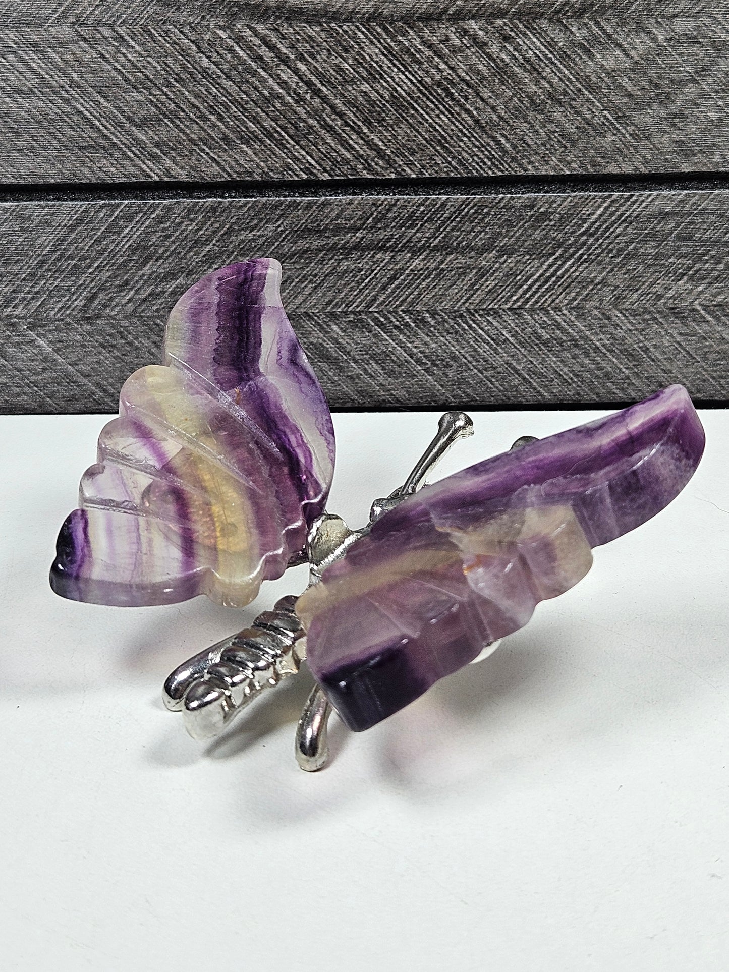 Fluoriet vlinder zilver lijfje nr4