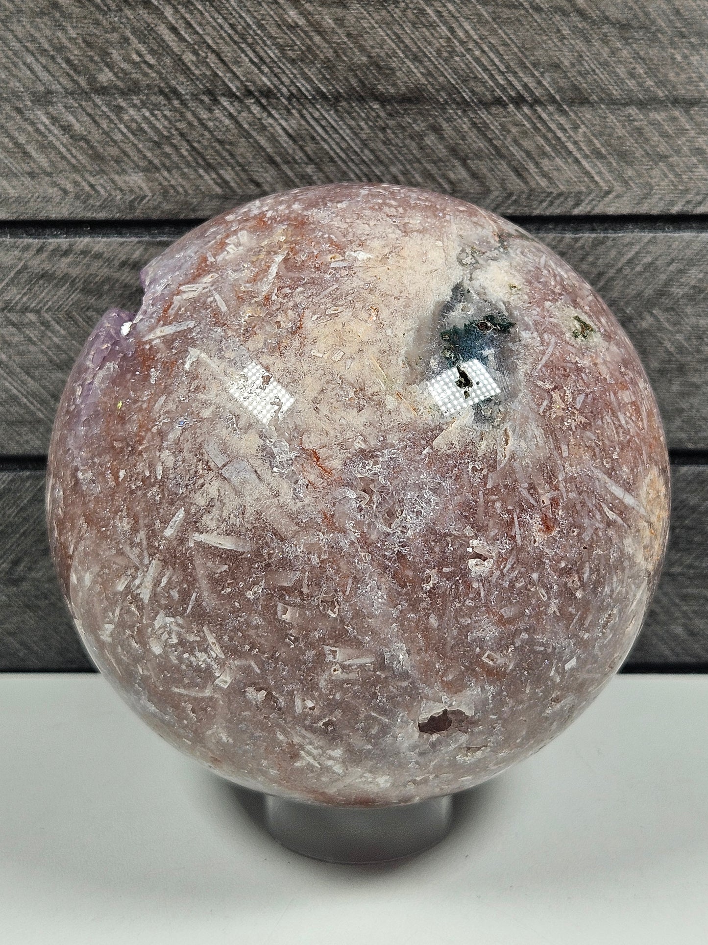 Roze amethist bol 1210 gram