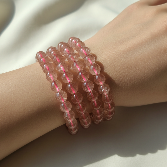 Aardbeienkwarts armband 8mm