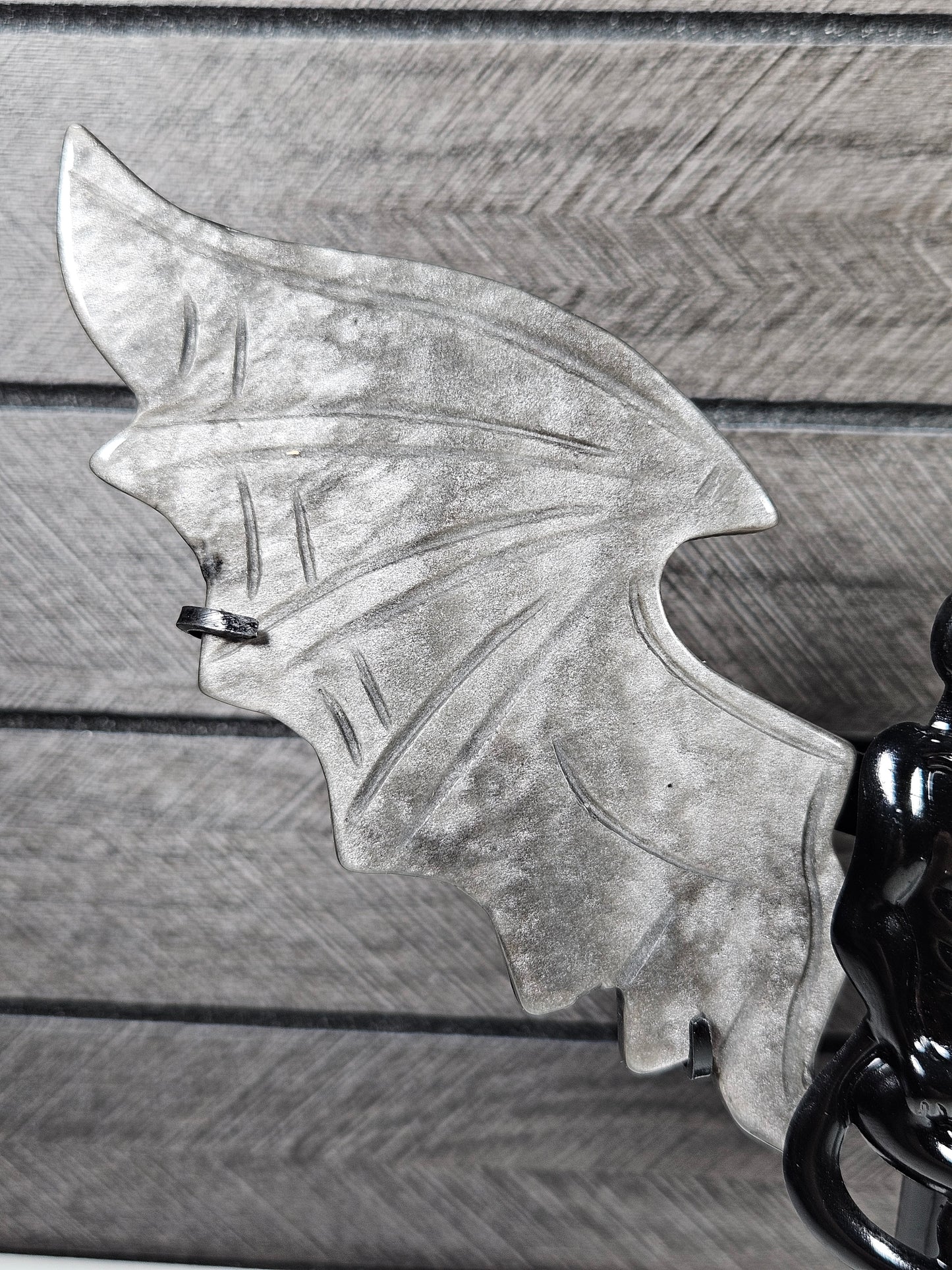 Zilver obsidiaan duivel/engel koppel D51