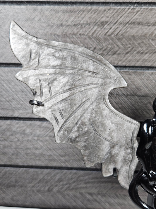 Zilver obsidiaan duivel/engel koppel D51