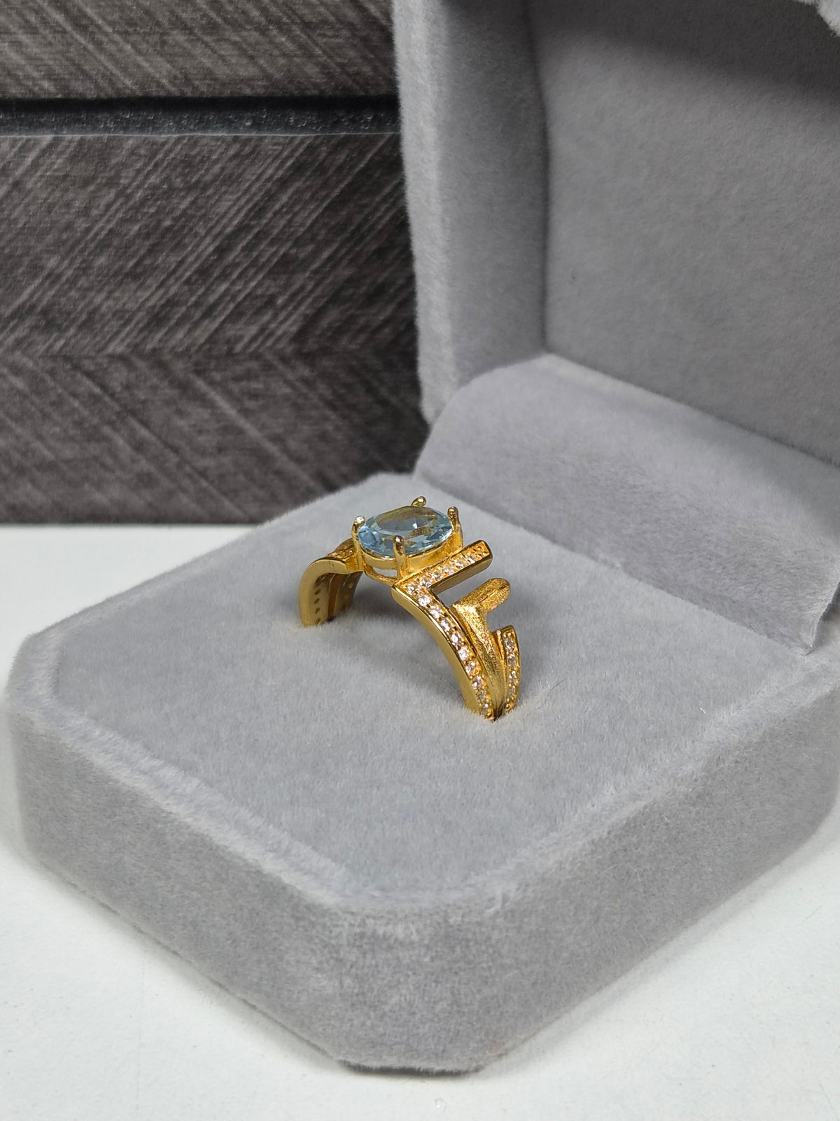 Topaas s925 (verguld) verstelbare ring nr81
