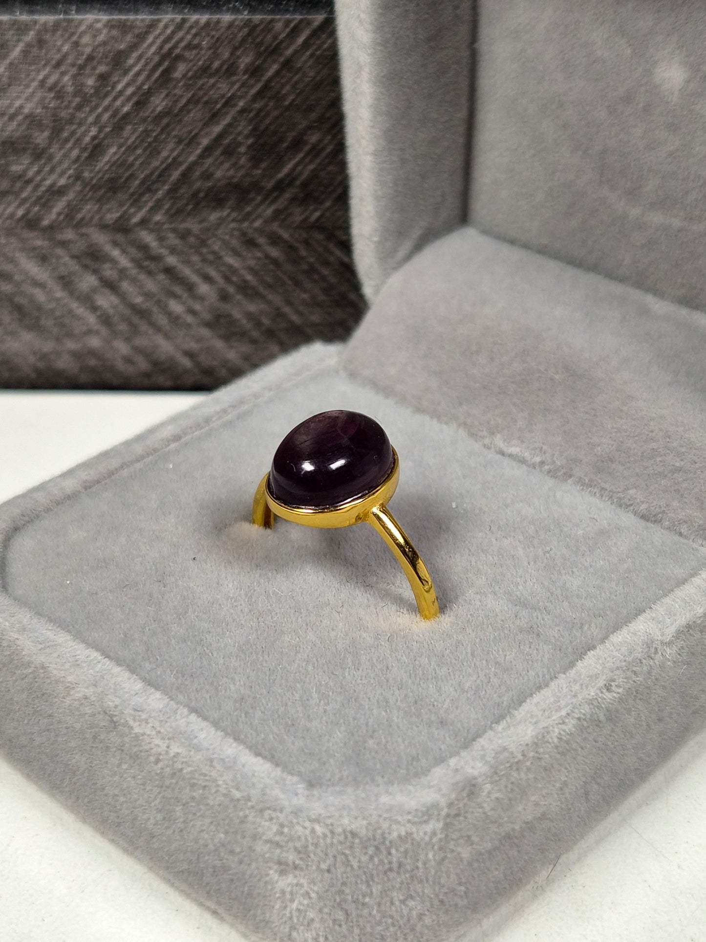 Paarse Mica s925 (verguld) verstelbare ring nr10