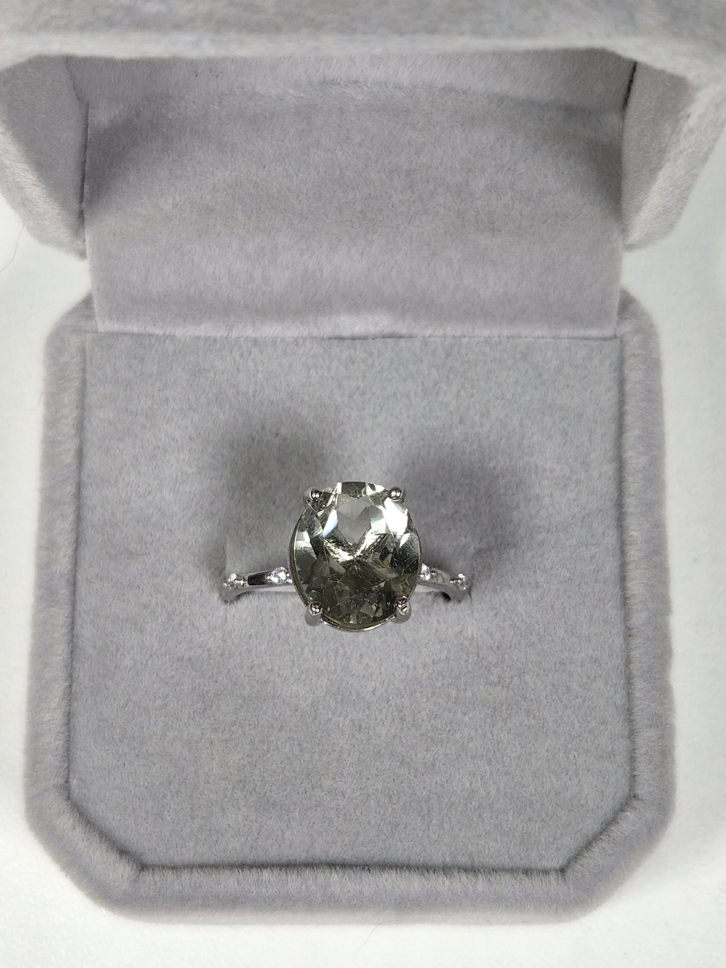 Prasioliet s925 (zilver) verstelbare ring nr8