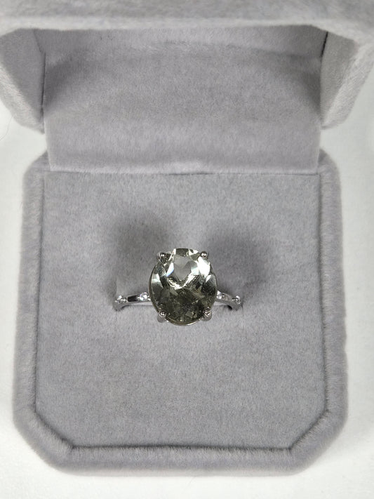 Prasioliet s925 (zilver) verstelbare ring nr8