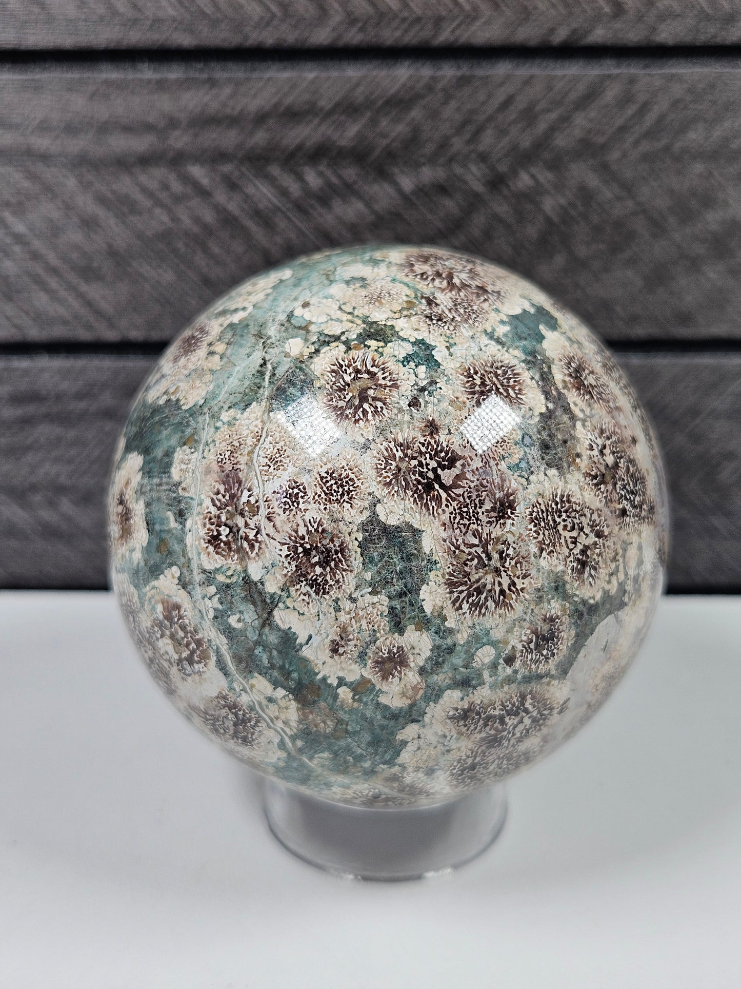 Groene bloem Jaspis bol 380 gram