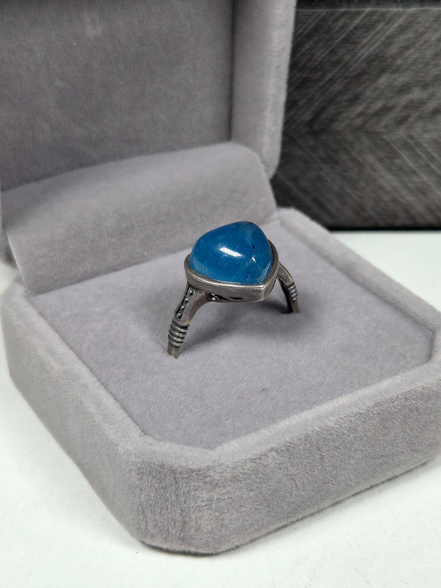 Blauwe apatiet s925 (zilver) verstelbare ring nr17