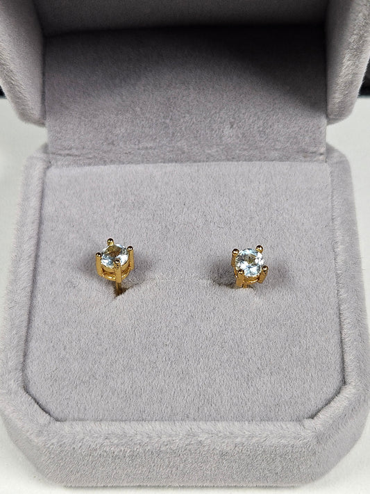 Aquamarijn s925 (verguld) oorbellen nr5