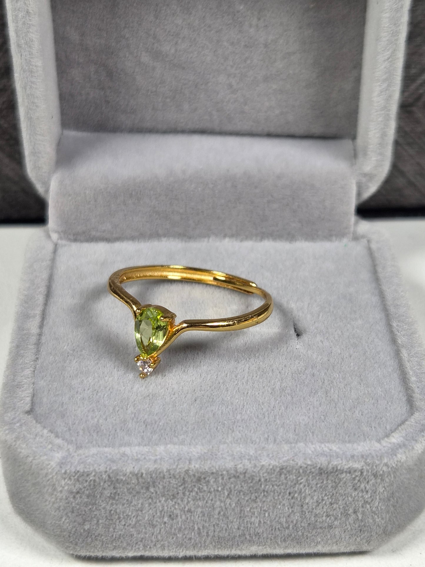 Peridoot s925 (verguld) verstelbare ring nr60