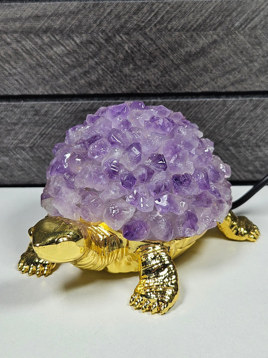 Amethist schildpad lamp USB Goud