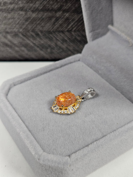 Zonnesteen s925(zilver en verguld) kettinghanger nr72