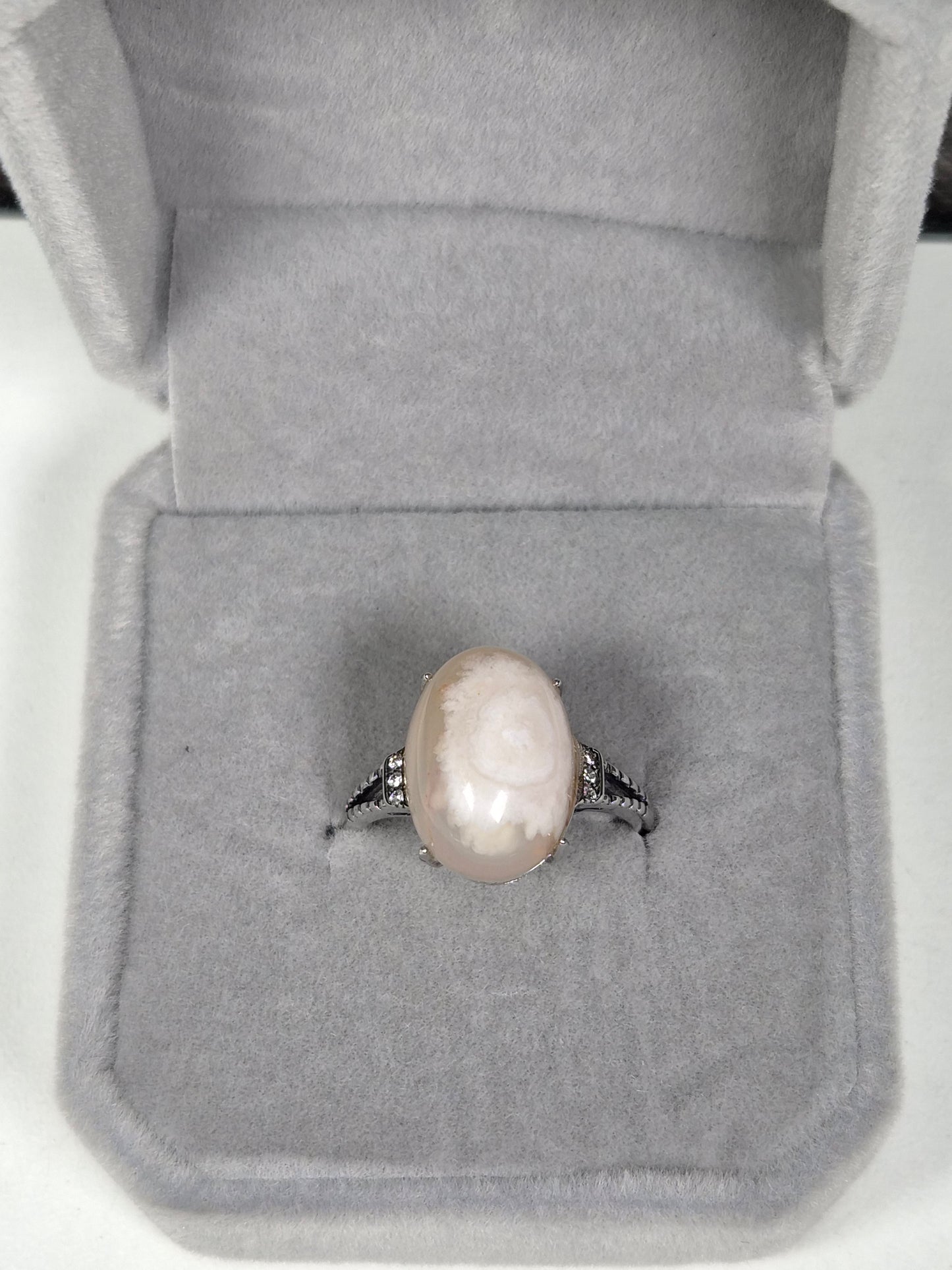 Bloemagaat s925 (zilver) verstelbare ring nr13