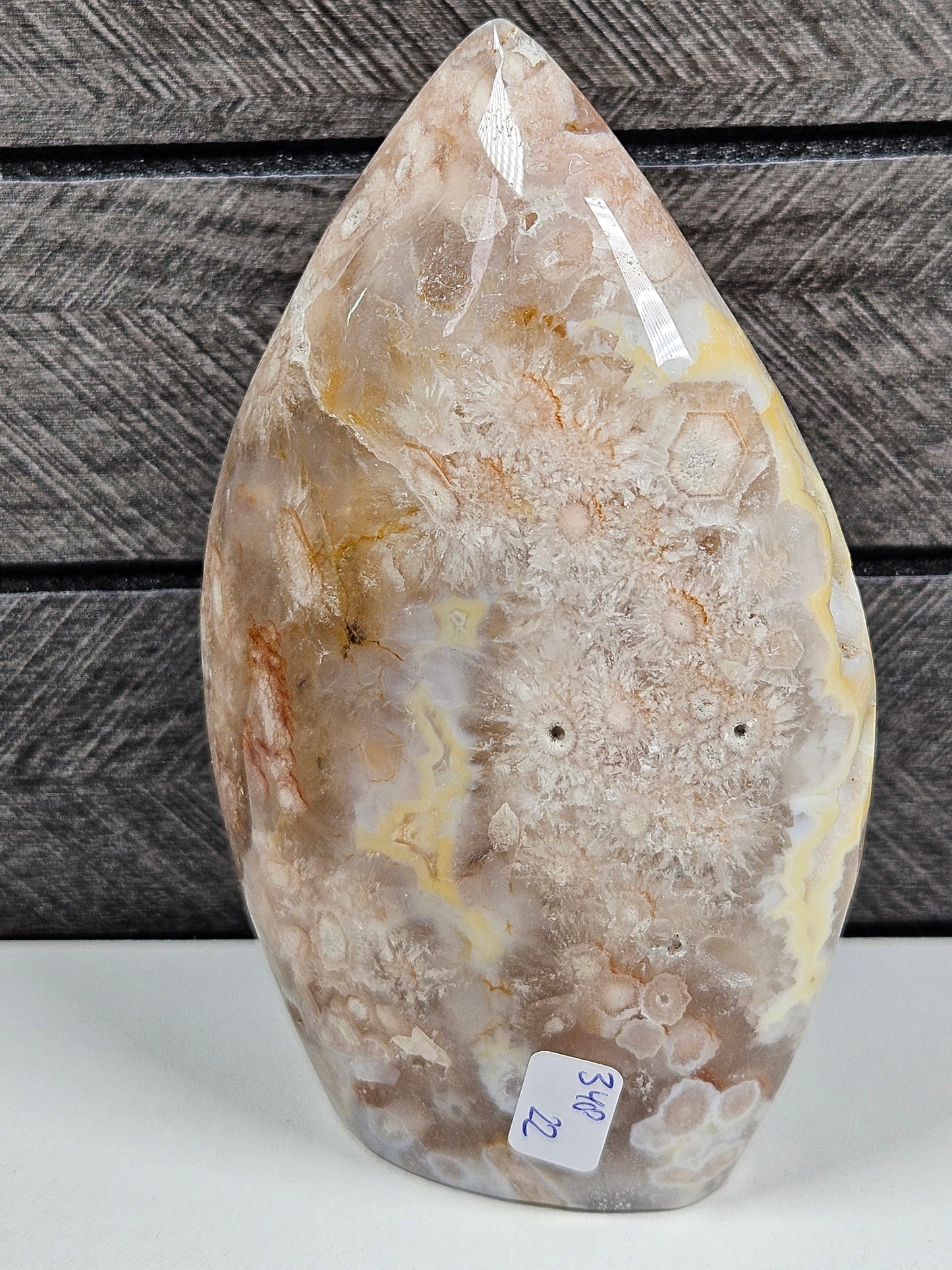 Bloemagaat/Roze amethist sculptuur 348 gram