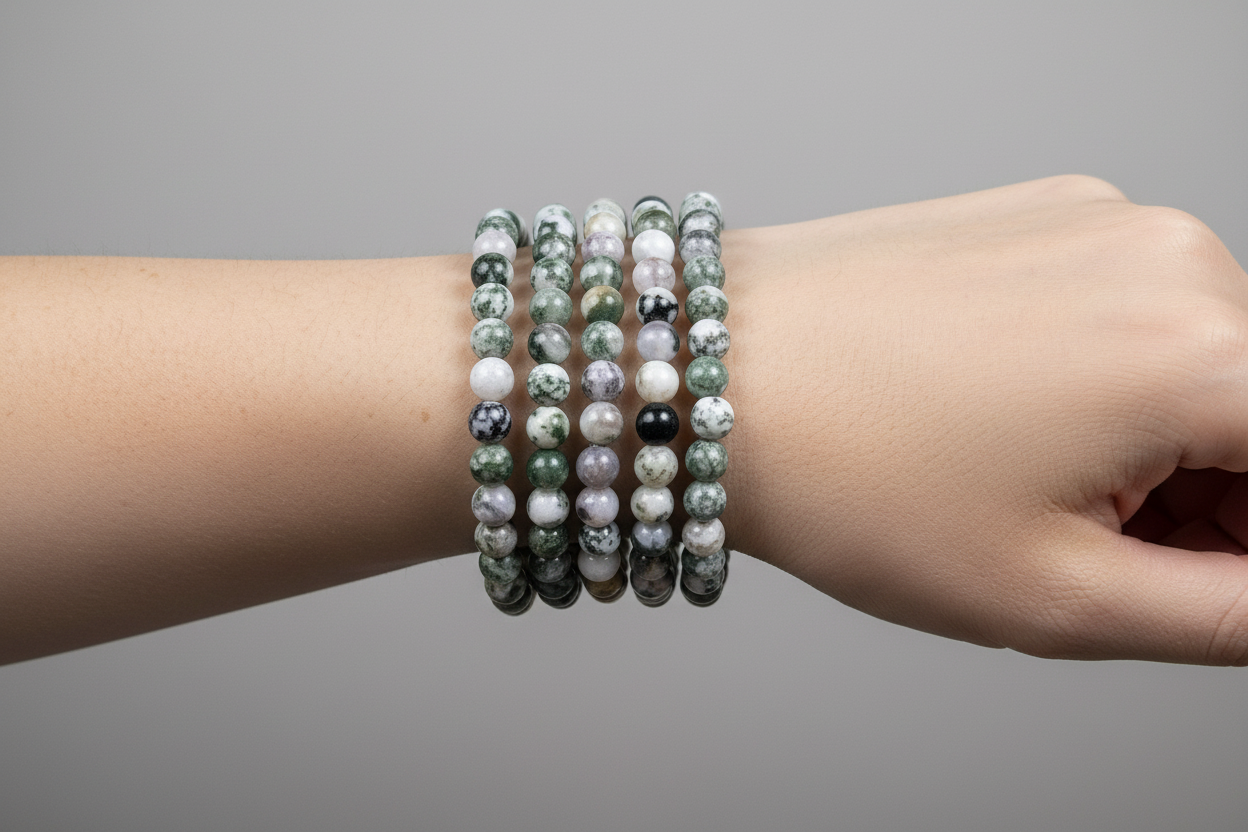 Mosagaat armband 4mm (licht)
