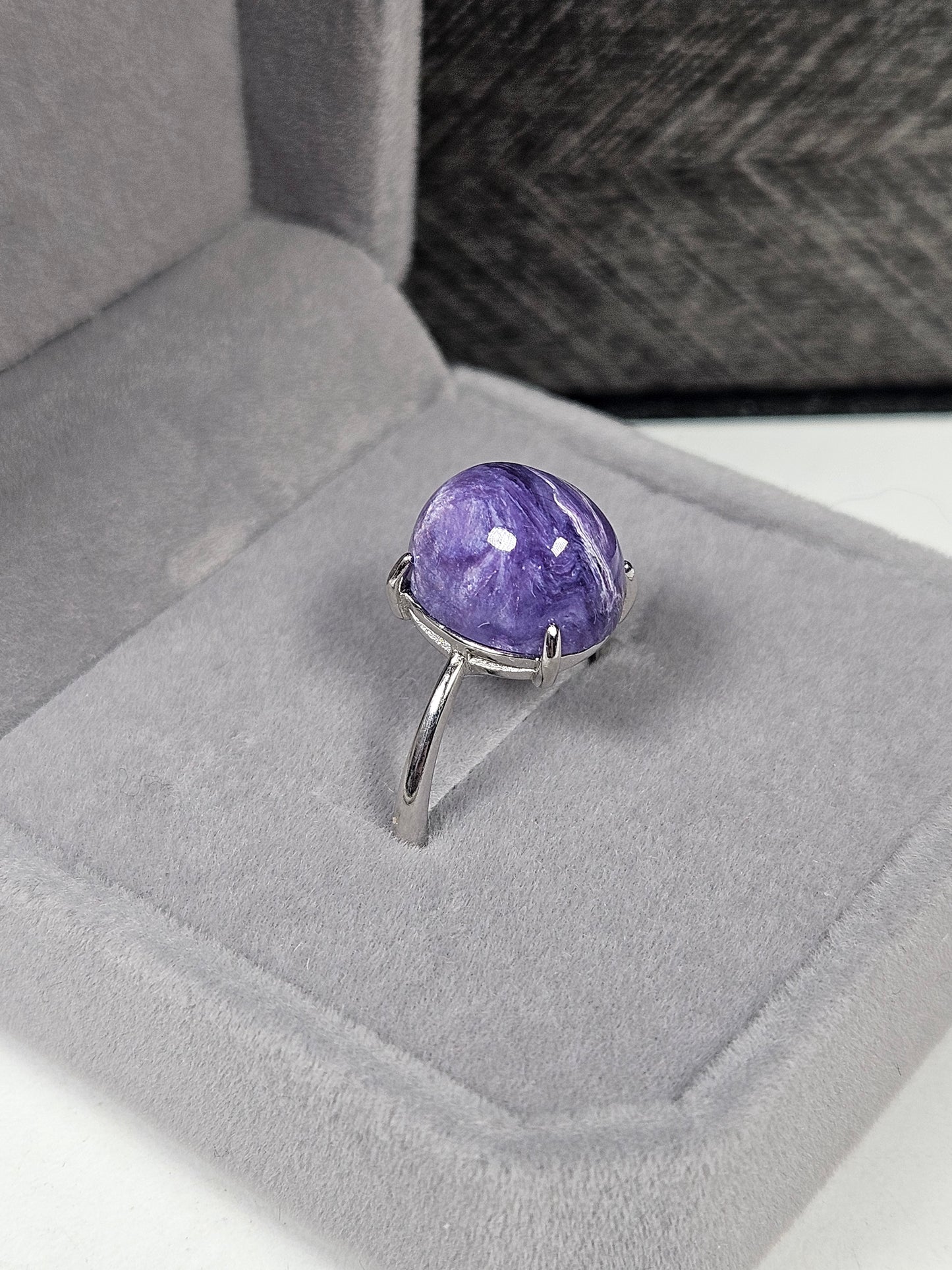 Charoïet s925 (zilver) verstelbare ring nr3