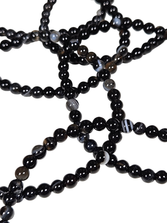 Zwarte agaat armband 4mm
