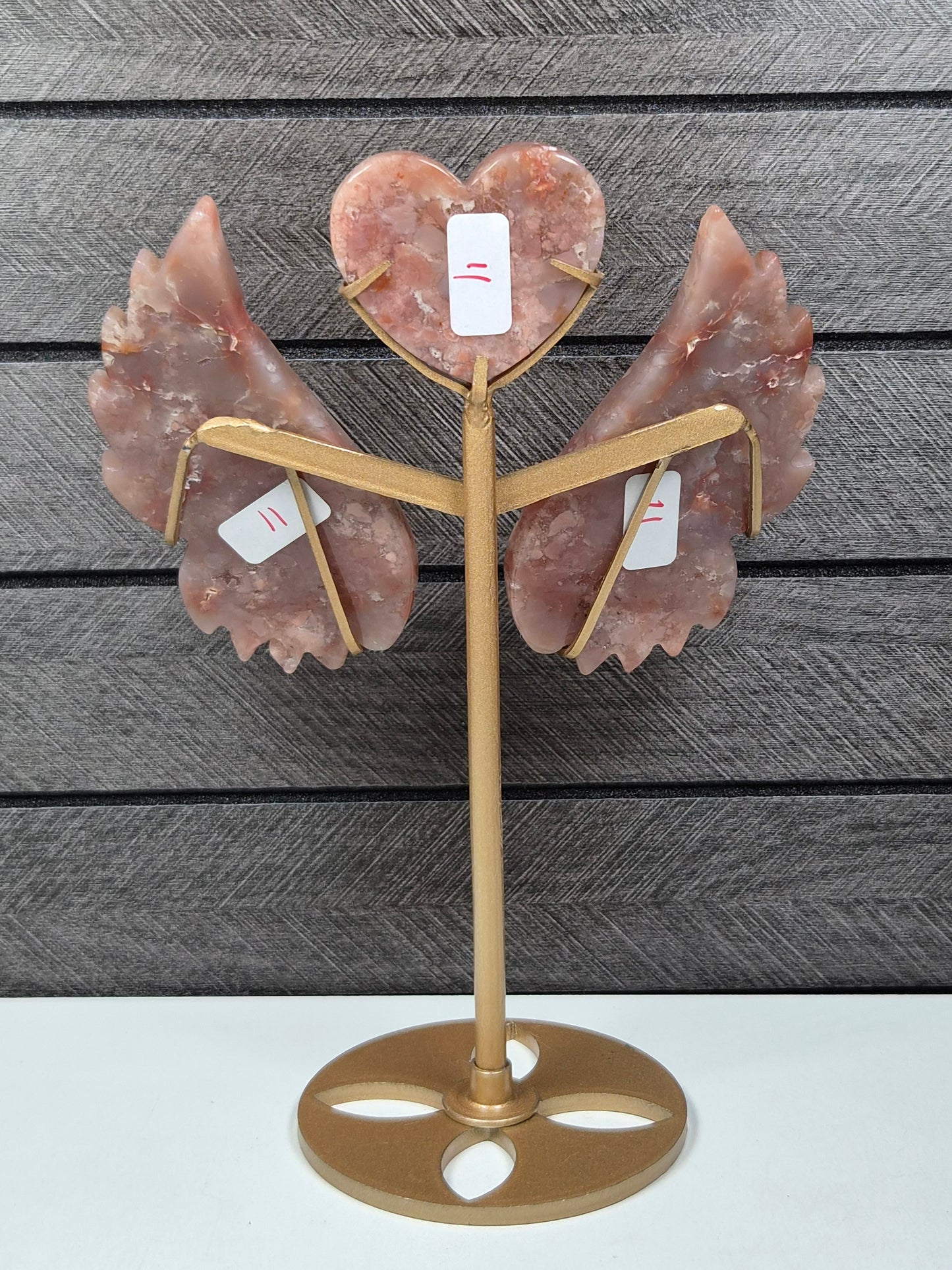Roze Agaat Hart met Vleugels nr11