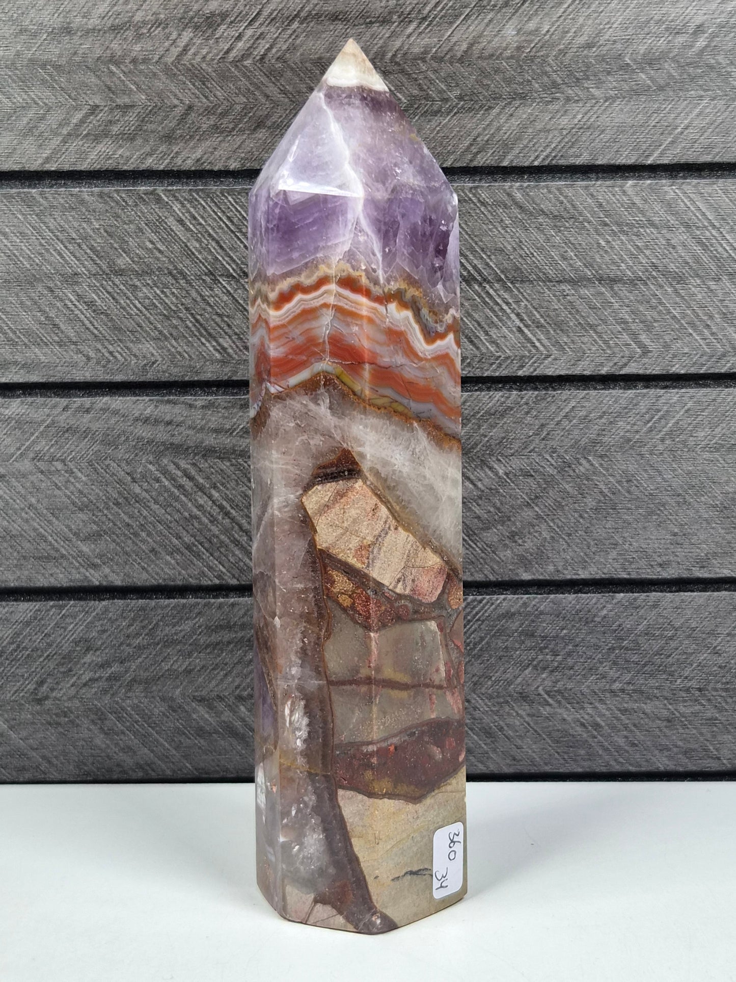 Amethist met Crazy Lace Toren 360 gram