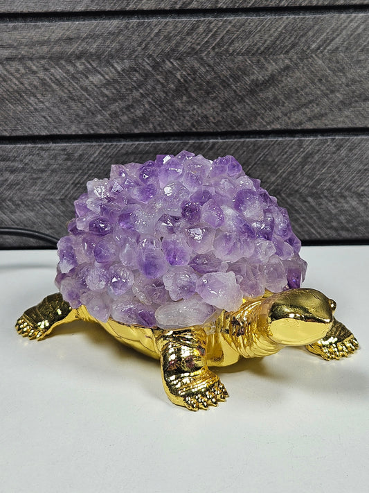 Amethist schildpad lamp USB Goud