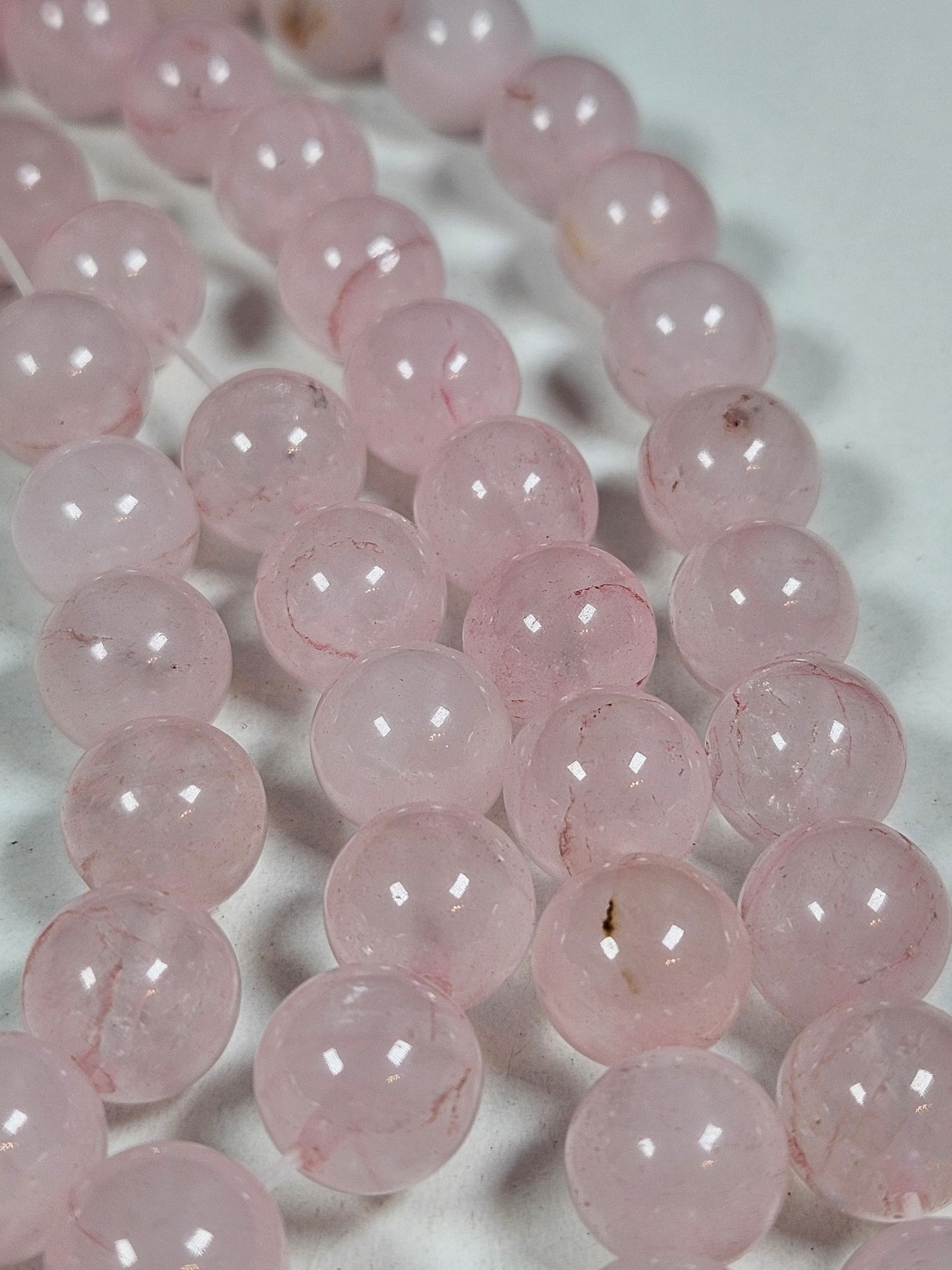 Rozenkwarts kralenstreng 10mm